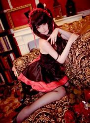 The thumbnail of [Cosplay] Yui 金鱼 – Tokisaki Kurumi Black Dress 时崎狂三 黑裙