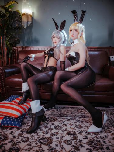 The thumbnail of [Cosplay] Poi 刺青 & Hayako Hayabusa 隼隼子 – North Carolina + Washington Bunny Girl 碧蓝航线 北卡罗来纳+华盛顿 兔女郎